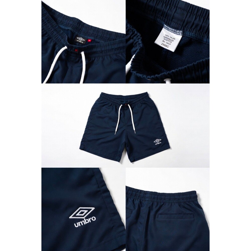 Vintage Umbro Navy Blue Athletic Shorts Men's Size M 100% Nylon Drawstring Sport